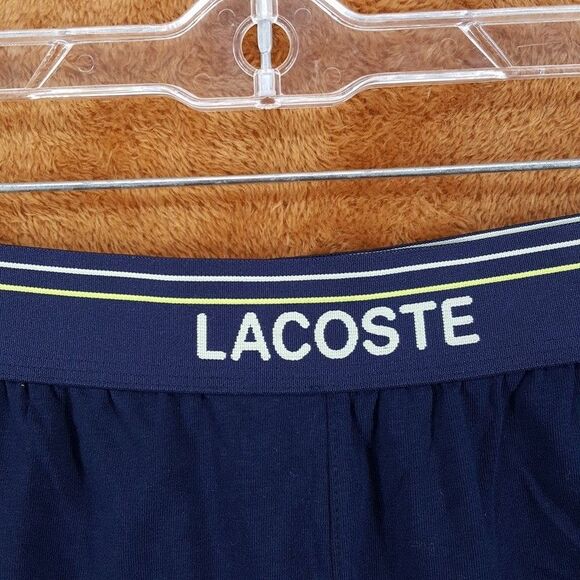 LACOSTE Sleep Shorts Mens Small Blue Cotton Stretch Logo Waist Band Lounge - Picture 3 of 7